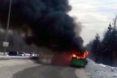 В Перми сгорел автобус МАЗ